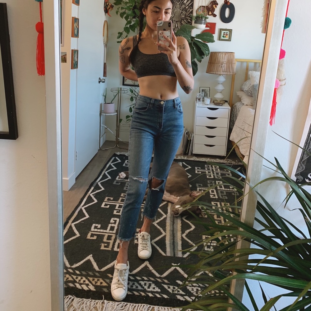 UO BDG girlfriend high rise ripped jeans